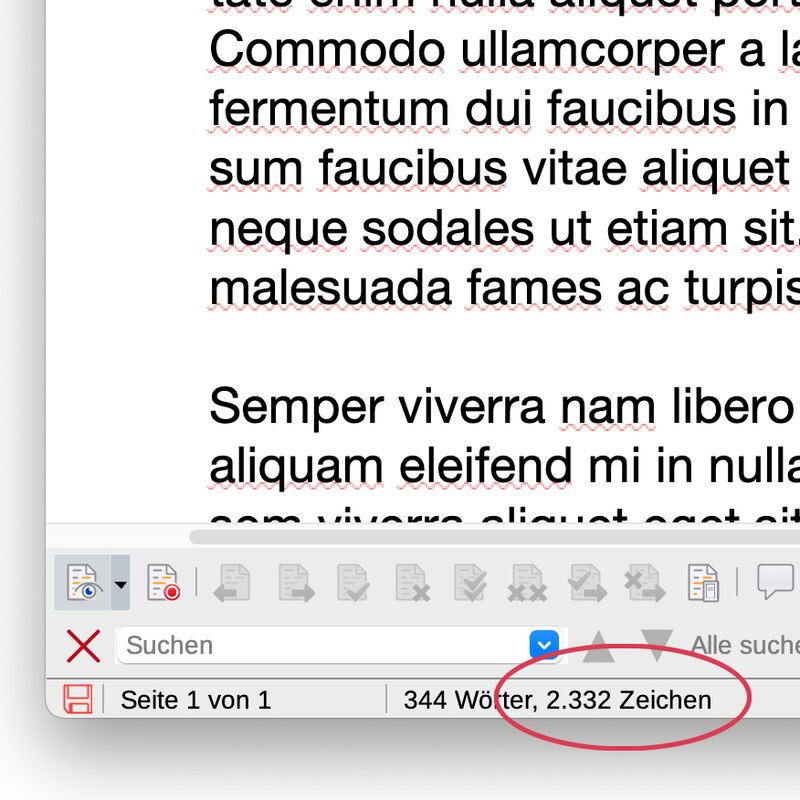 Zeichenzahl-Anzeige in LibreOffice